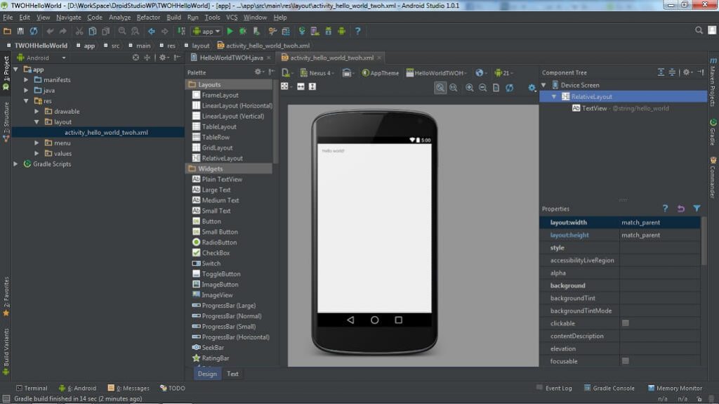 Android Studio Main Page