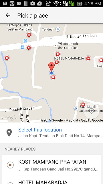 Tampilan Google Place Picker | Places API