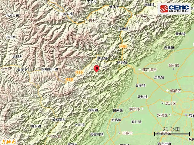 汶川县附近发生36级左右地震AG真人国际